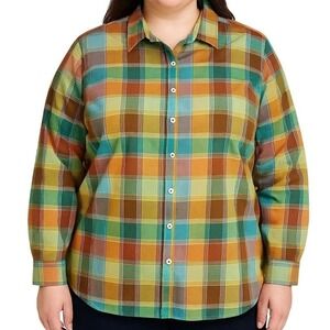 Orvis Womens Size 20 Plaid Button Up Shirt Wrinkle‎ Free Casual Work Hiking
